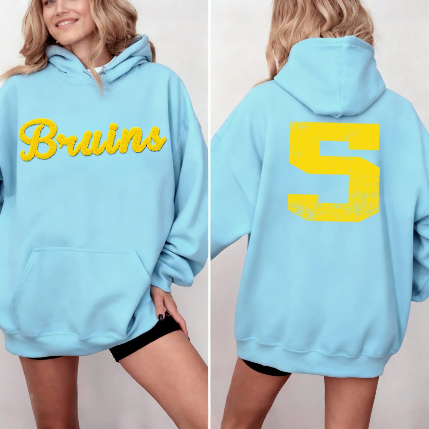 Basketball Season Custom Chenille Sweatshirt – Team Name Front, Player Number Back