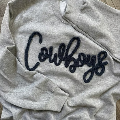 Custom SEC Team Chenille Embroidered Game Day Fuzzy Letter Sweatshirt
