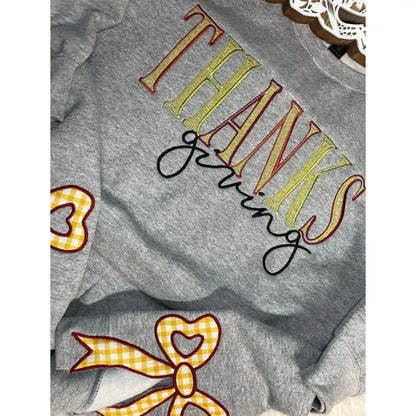 Cozy Thanksgiving Shirt with Charming Side Bow Design