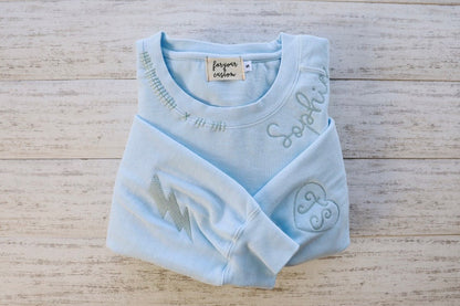 CUSTOM EMBROIDERED CREW + Custom Embroidered Crew Neck Name  Sweatshirt,