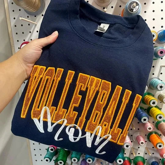 Personalized Glitter Embroidered Football Mom Sweatshirt, Hoodie & T-shirt