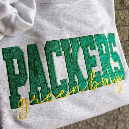 Custom School/Mascot Glitter Applique Embroidered Sweatshirt